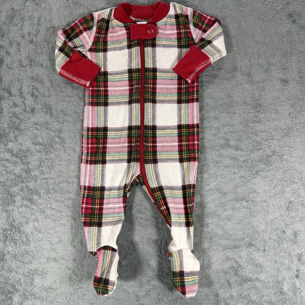 Hanna Andersson Footed Pajamas Zip‎ Sleeper Organic Cotton 0-3m Holiday Plaid